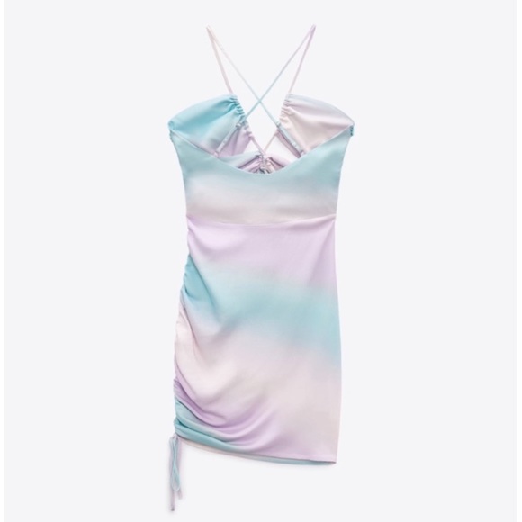 NWT Zara Tie Dye Satin Cut Out Dress - Picture 7 of 16